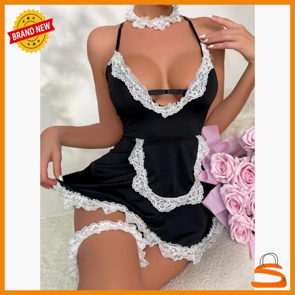 Sexy Maid Lingerie Dress Babydoll Cosplay Role Play S-XXL Polyester Spandex - Picture 4 of 6